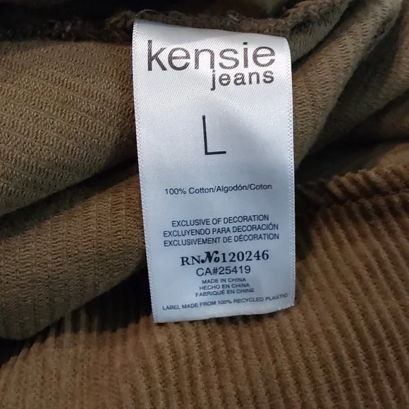 Kensie Jeans Green Button Down Corduroy Over Shirt Jacket Mens Size L - Picture 13 of 13